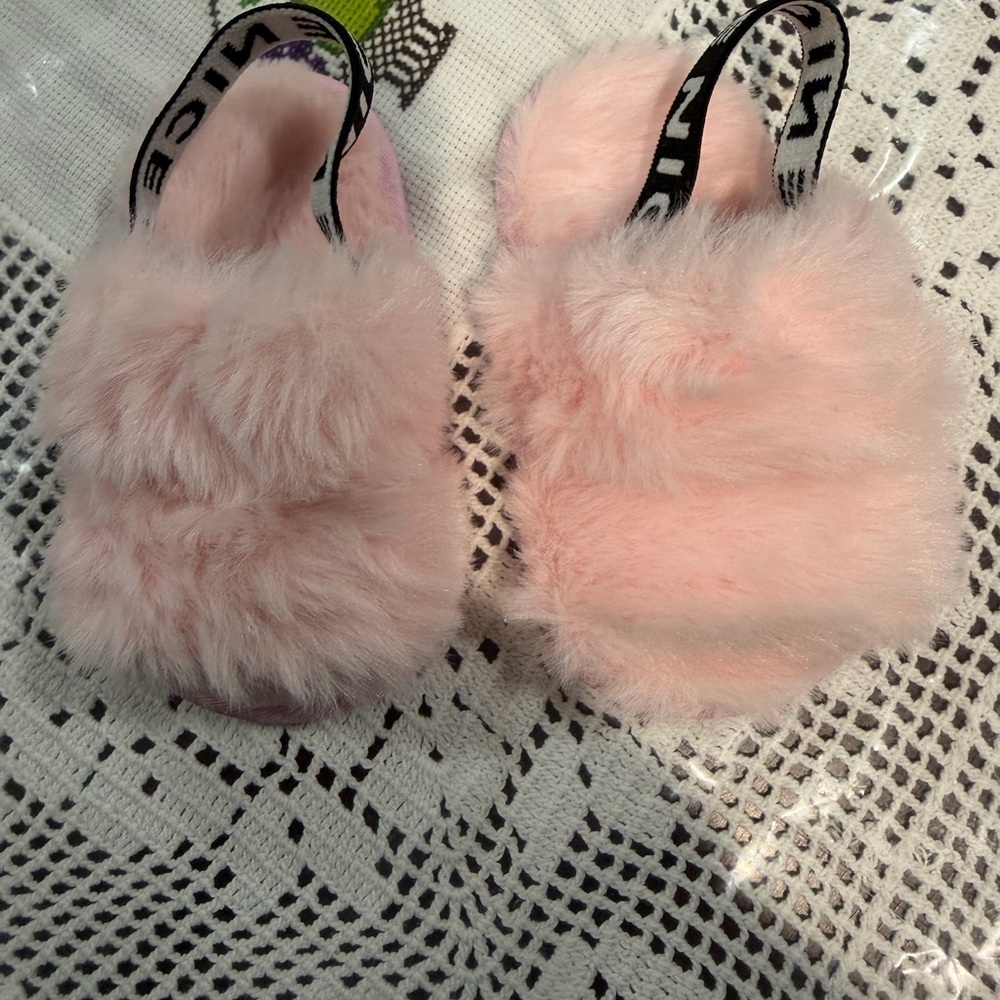 Fluffy Pink Kids Slippers